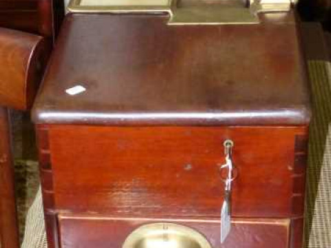 Mahogany and brass vintage cash till