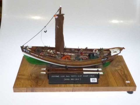 Model of North East Coast Coble with dipping lug sail (Northern Star Whitby)