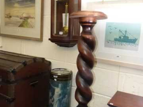 Twist column plant stand, modern wall clock and pottery umbrella stand...