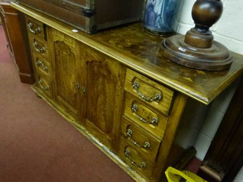 Barker and Stonehouse parquetry topped sideboard and matching coffee table