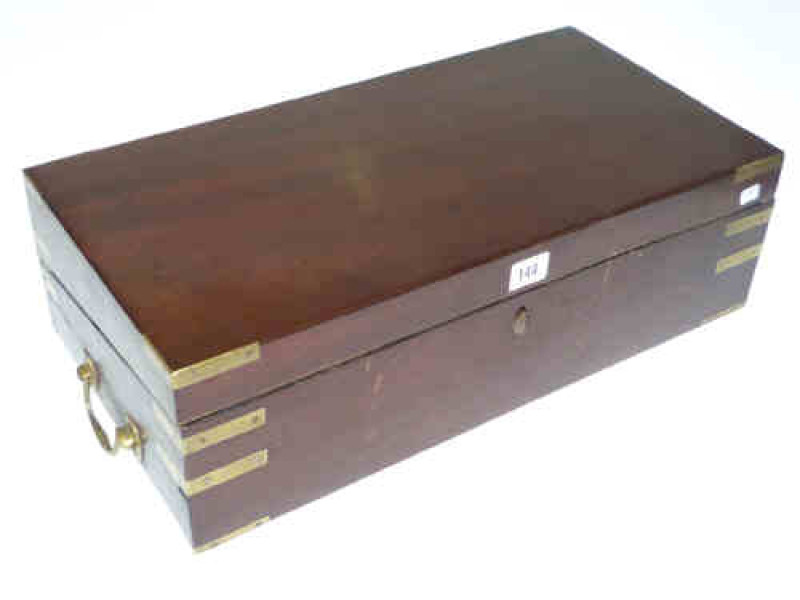 Victorian mahogany brass mounted writing box