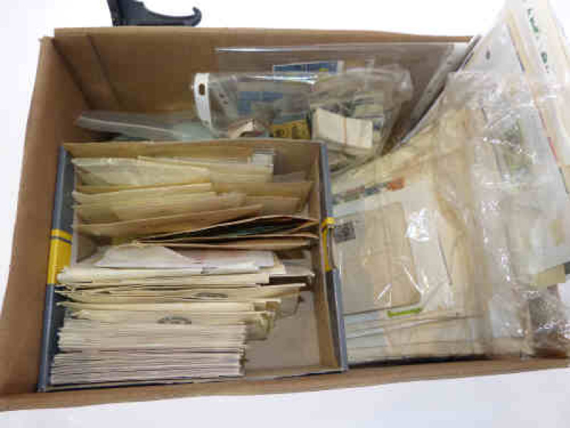 Box of stamps and postcards