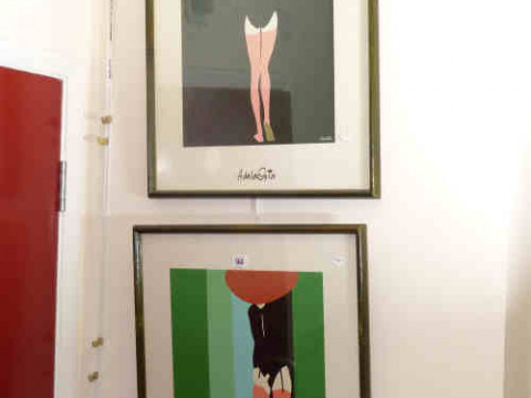 Pair of A dalla Corta pictures of females, framed
