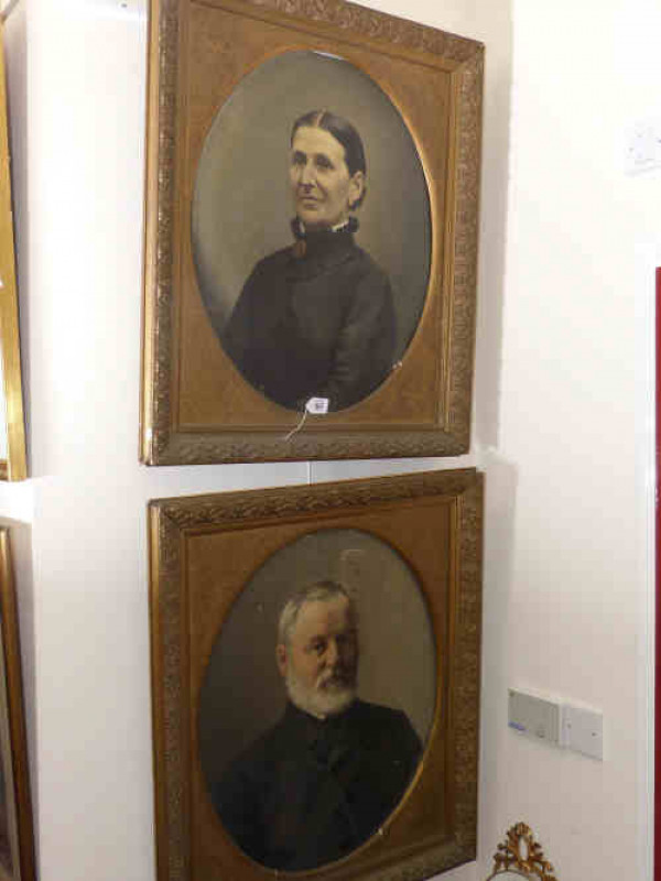 Pair of framed portraits of lady and gentleman