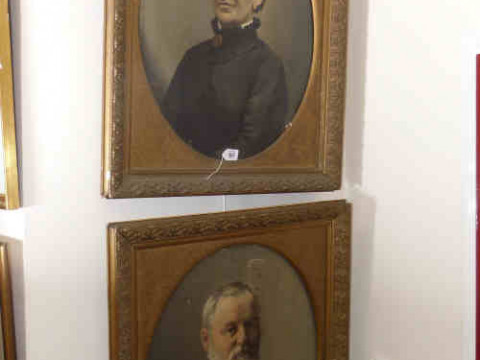 Pair of framed portraits of lady and gentleman