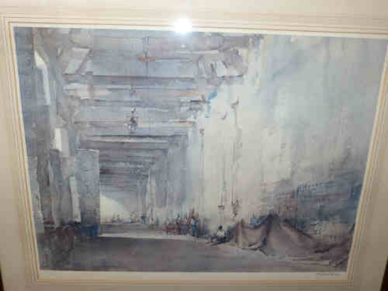 Sir William Russell Flint. Signed print 'White Interior, Chateauneuf sur Loire', Limited Edition print 'Picnic at La Roche' and other badly faded print (3)