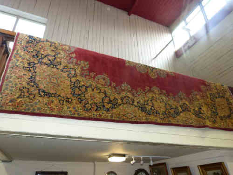 Rose ground Persian Kerman carpet, 3.63 X 2.5m