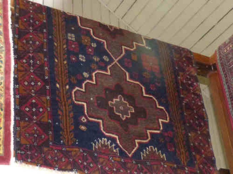 Blue ground eastern wool rug, 1.88 X 1.08m