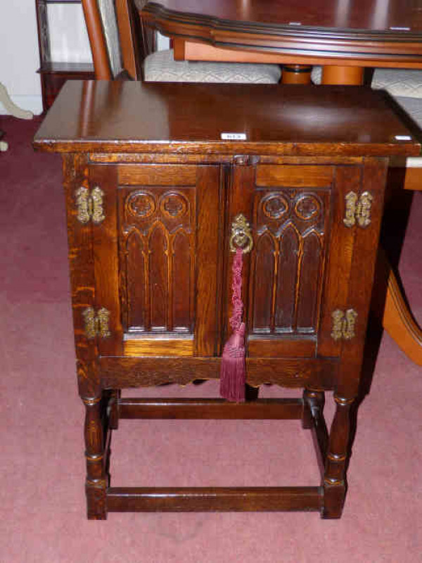 Traditional oak two door pedestal cupboard