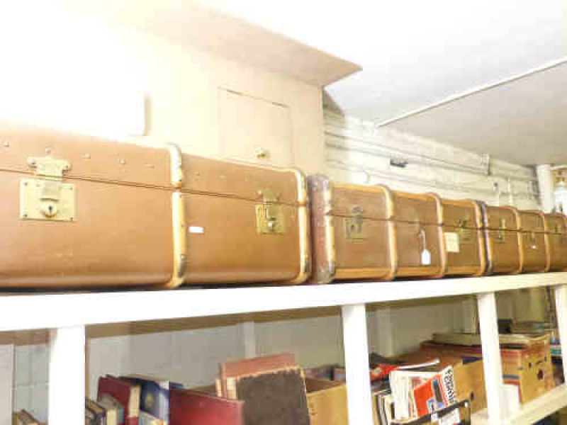 Three canvas bound trunks