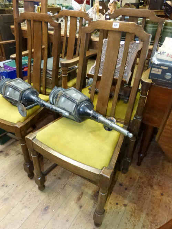 Set of four 1930's oak dining chairs (1 carver and 3 single)