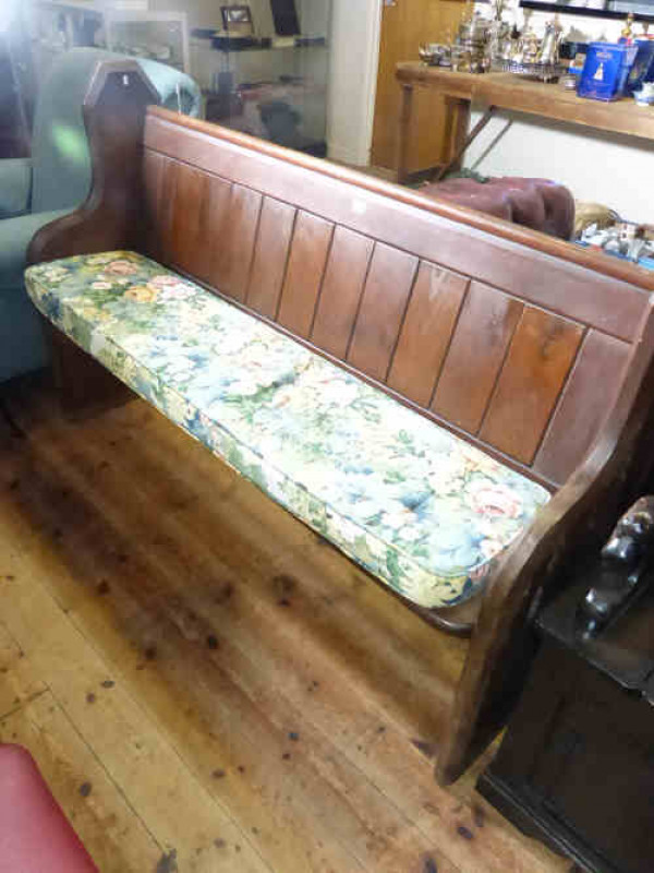 Victorian pitch pine pew 151cm long