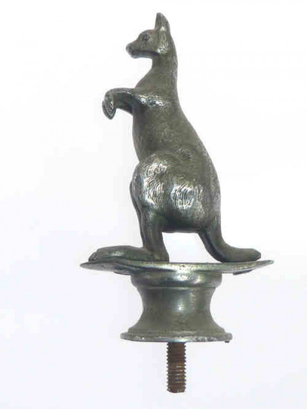 White metal kangaroo car mascot