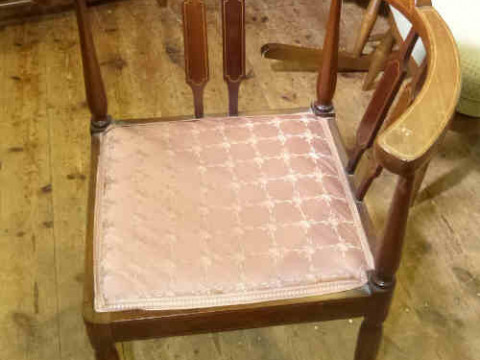 Edwardian inlaid mahogany corner elbow chair