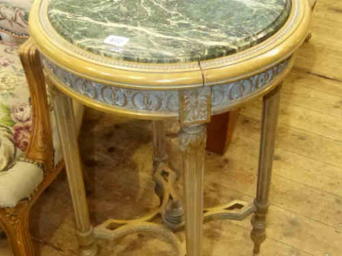 Circular French marble inset top occasional table