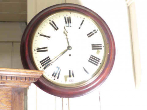Mahogany cased fusee wall clock