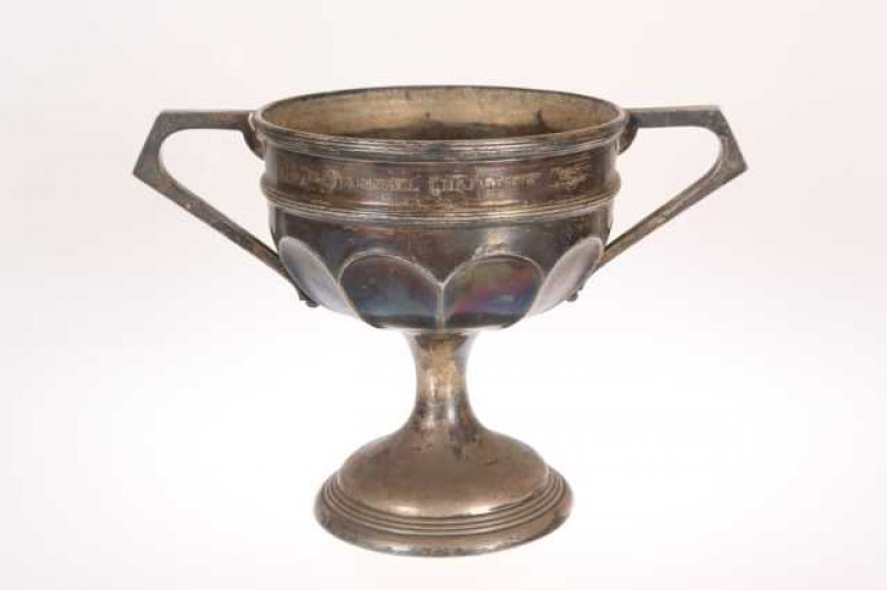 A large silver two handled trophy, James Deakin & Sons, Sheffield 1912, engraved The Darnell Challenge Cup. Approximately 31 troy ozs, 23.5cm