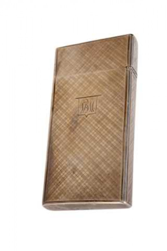 An early Victorian silver etui case, Taylor & Perry, probably Birmingham 1838 but cover bears the head of William IV, engraved with a cross hatching, engraved with a monogram. Approximately 3.4 troy ozs, 12cm by 6cm