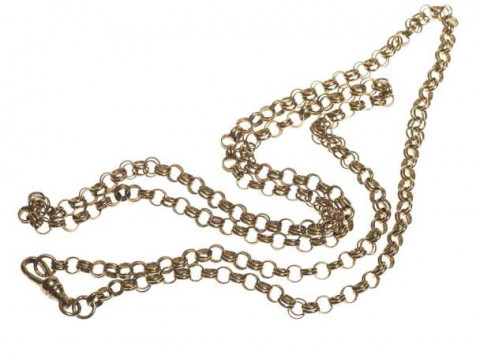 A 9 carat gold chain, composed of ring links. Approximately 15.8 grams,...