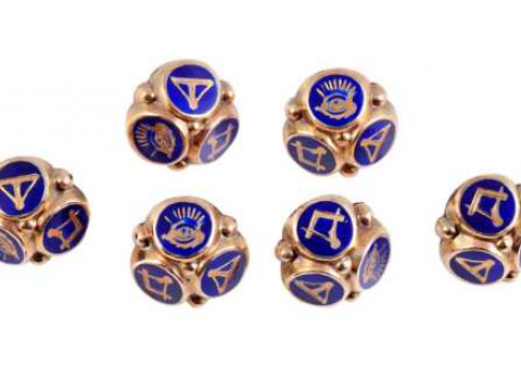 Masonic interest: A set of five enamel dress studs, all of similar design...