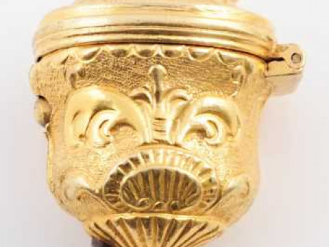 A pinchbeck snuff box, circa 1830, the oval shaped snuff box set throughout...