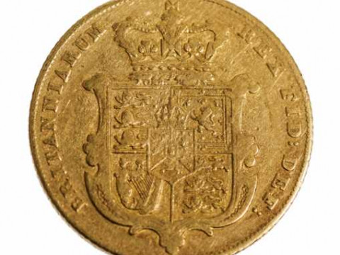A George IV 1829 shield back sovereign.