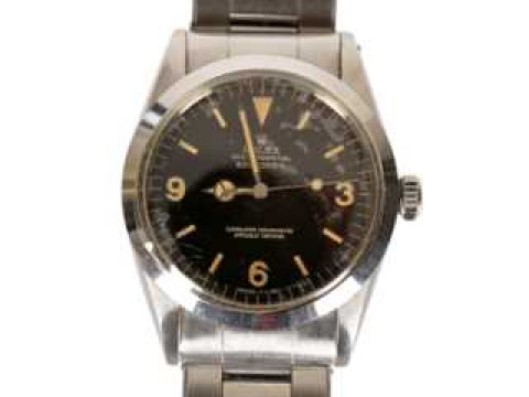 A Rolex Oyster Perpetual Explorer wristwatch, the black dial applied with...