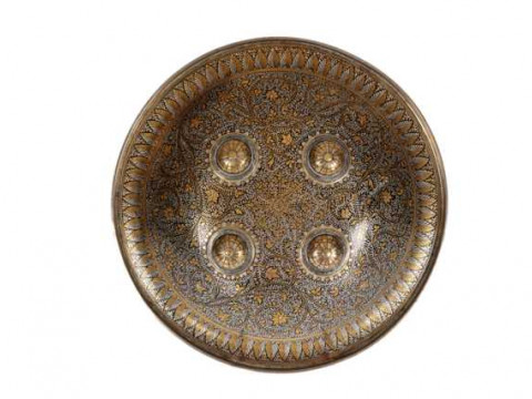 An Indo-Persian dahl, 19th Century, with four bosses and damascened niello...