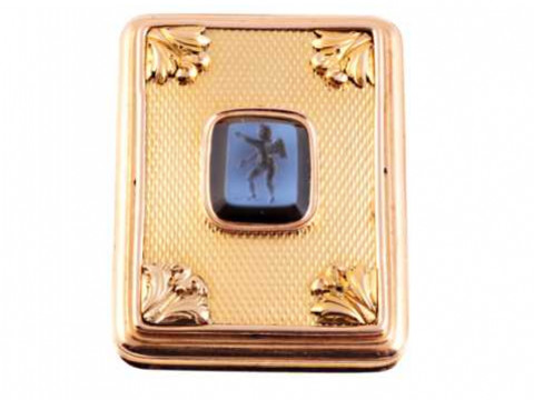 A fine French gold vinaigrette, 19th Century, in the form of a book, with...