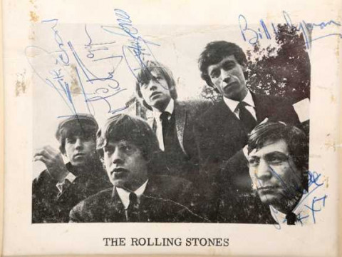 The Rolling Stones, publicity card, signed by all five members of the...