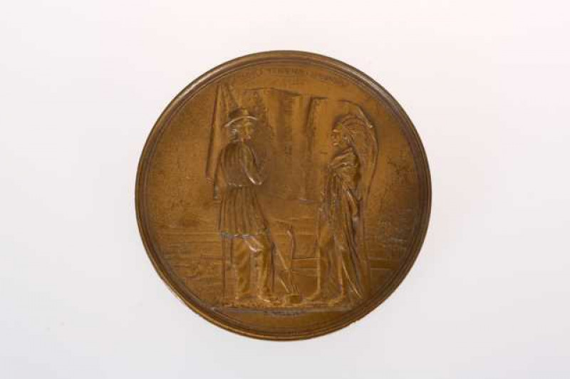 A James Buchanan United States Indian Peace Medal, cast with the date 1857, probably struck before 1900. 7.5cm