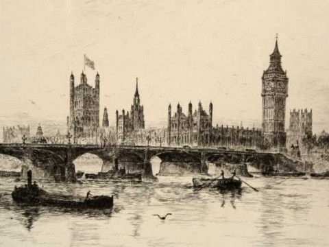 Frank Harding (1935-1990), 'Westminster Bridge', signed and titled in...