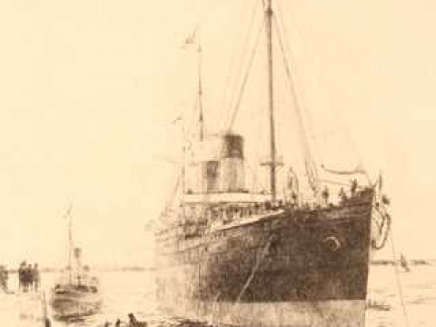 William Lionel Wyllie (1851-1931), Towed into harbour, signed in pencil...