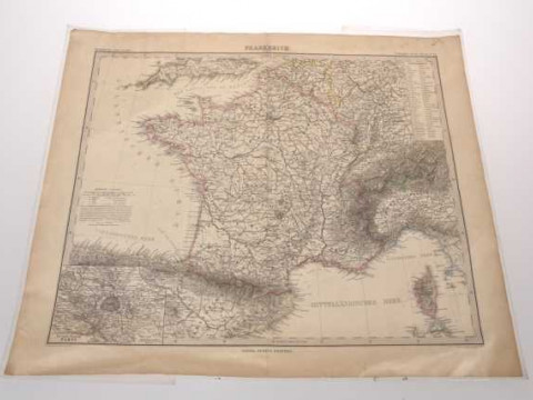 A collection of fourteen hand coloured and engraved maps, eleven of France...