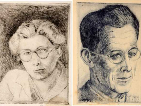 Two portrait etchings, each signed Ablett and dated '40 and '41, framed....