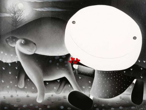 Mackenzie Thorpe (b.1956), 'Love and the Moon', silkscreen, artist proof,...