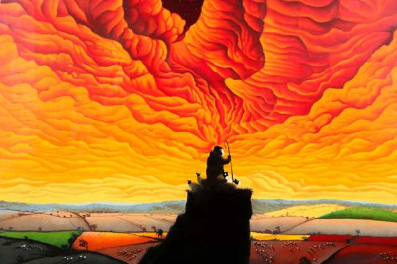 Mackenzie Thorpe (b.1956), 'First Light', signed, titled and numbered in pencil 232/395, silkscreen, framed. 74cm by 102c,