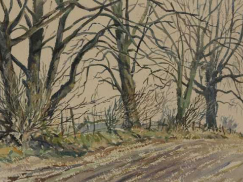 H*** Rodmell, Autumn landscape, signed and dated 1917 lower right, watercolour,...