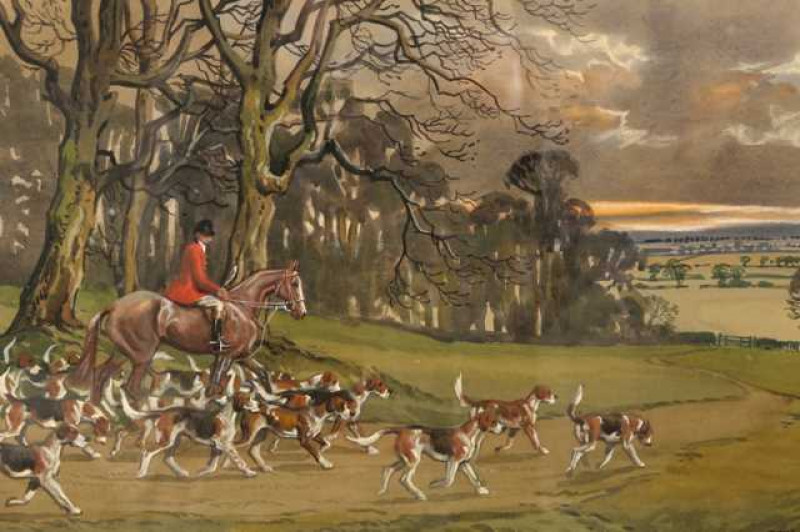 Joseph Appleyard (1908-1960), Going to cover, signed lower right, watercolour and white, framed. 34.5cm by 46.5cm