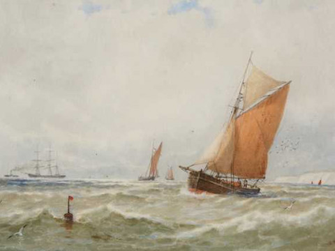 George Stansfield Walters (1838-1924), Coastal shipping, signed lower...
