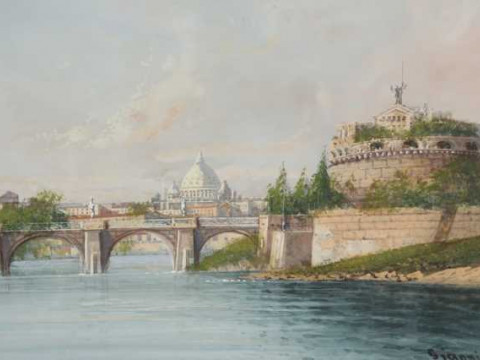 *** Gianni (Italian), Rome, signed lower right, watercolour, framed. 31cm...