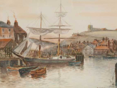 Robert Thornton Wilding (19th/20th century), Whitby harbour, signed lower...