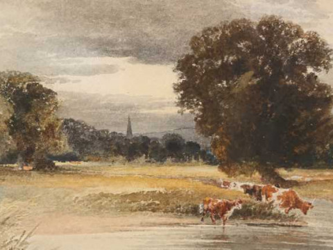 William Henry Pigott (c.1810-1901), Cattle by a river, signed and dated...