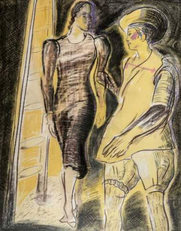 Sonia Lawson (b.1934), 'Actors', signed lower left, RA exhibition labels verso, mixed media, framed. 90cm by 70cm  Provenance: Purchased by the vendor from the Royal Academy Summer Exhibition 1991  Artists Resale Right royalty may apply