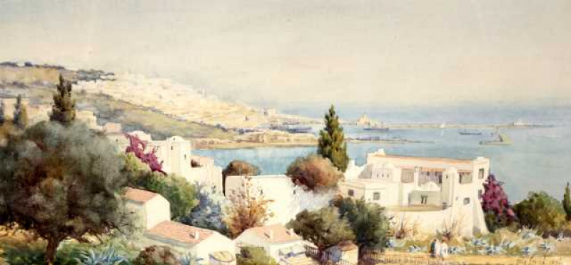 Hely Augustus Morton Smith (1862-1941), Arabia, signed and dated 1896 lower right, watercolour, framed. 17cm by 35.5cm