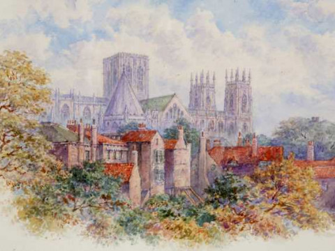 George Fall (1848-1925), 'Minster York from Roman Walls', signed Geo Fall/York...