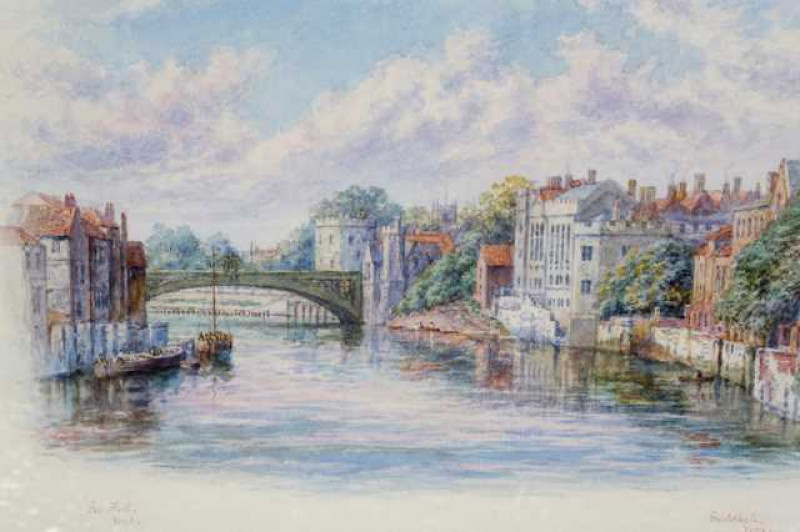 George Fall (1848-1925), 'Guildhall, York', signed Geo Fall/York lower left, titled lower right, watercolour, framed. 19.5cm by 28cm