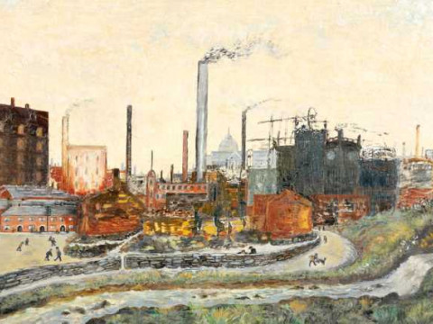 Mary Maden (20th Century), Lancashire industrial scene, signed lower right,...