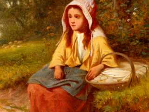James Seymour Adams (act.1883-1888), Seated girl with a basket of eggs,...