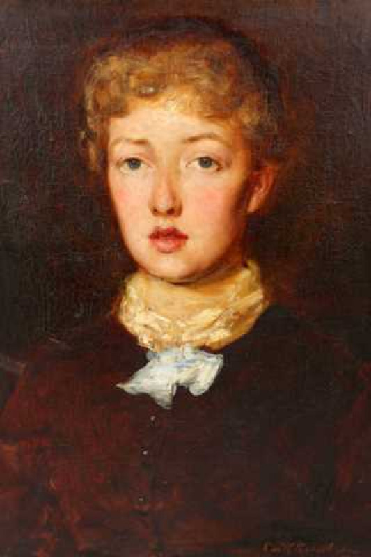 Attributed to Charles Kay Robertson (fl.1892-1902), Portrait of a boy, signed and dated 1881 lower right, oil on canvas, framed. 60cm by 45cm